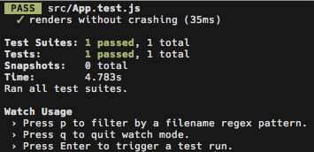 output: npm test